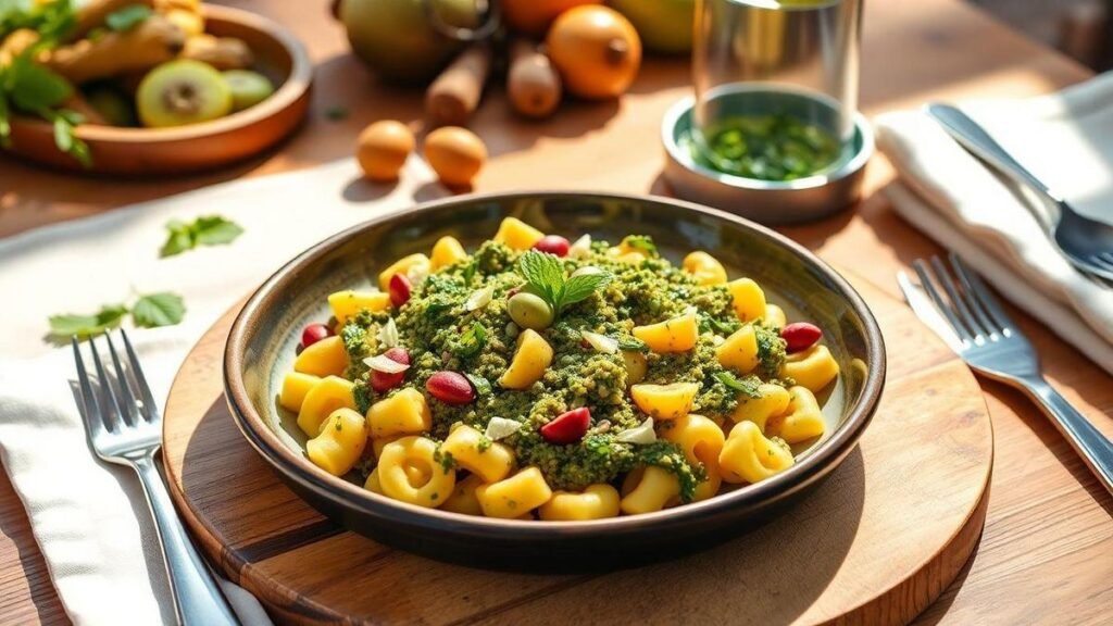 macarrao-integral-com-pesto-de-manjericao-prato-saboroso-e-pratico-em-apenas--minutos